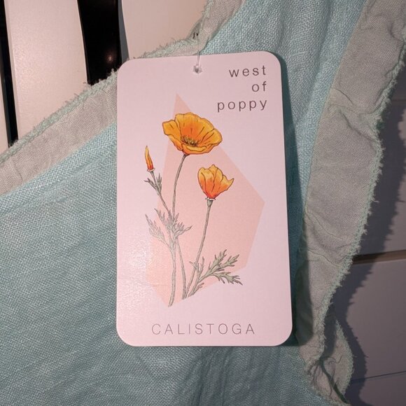 Meo Meli Italian Linen Bias Ruffle Mint Blue Dress Size M - Picture 4 of 15